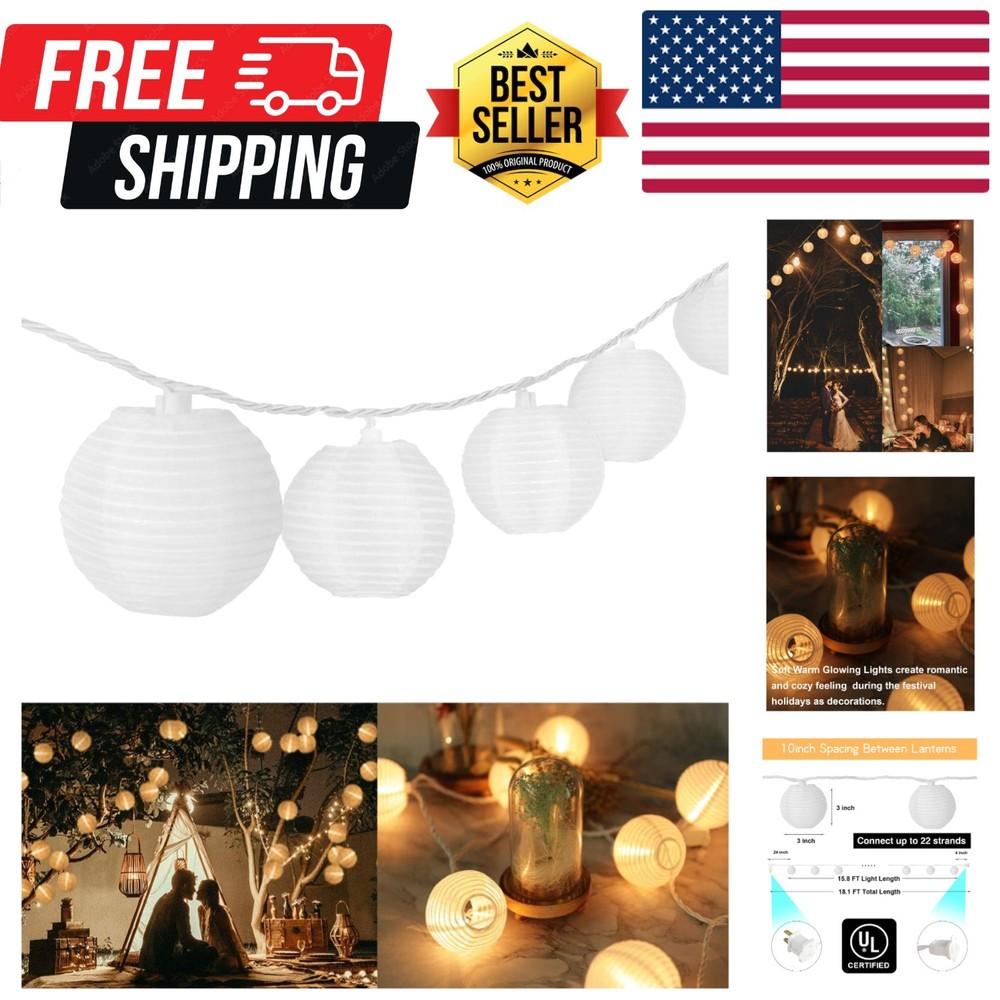 Mini Lantern Lights String Outdoor, 3 Inch Globe Lantern String Lights for Be...
