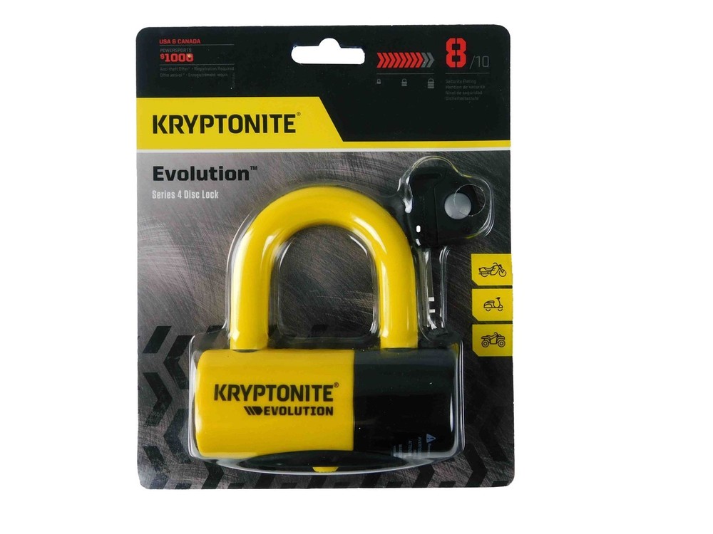 Kryptonite Evolution Series 4 Disc Lock Yellow and 710 7 ft Looped Cable