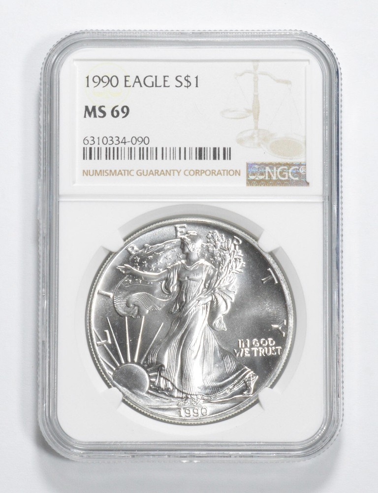 1990 American Silver Eagle MS69 NGC Brown Label