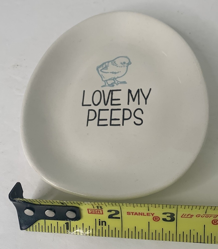 Love My Peeps Chick Dish Ceramic Egg Shaped Easter 5"