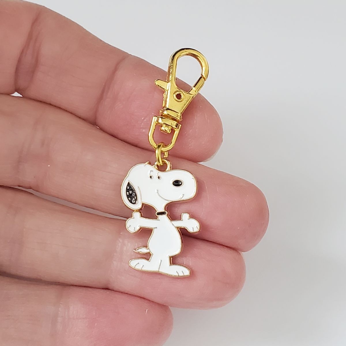 SNOOPY CHARM HAPPY HUG Zipper Pull Bag Purse Wallet Backpack Dog Cat Collar GOLD