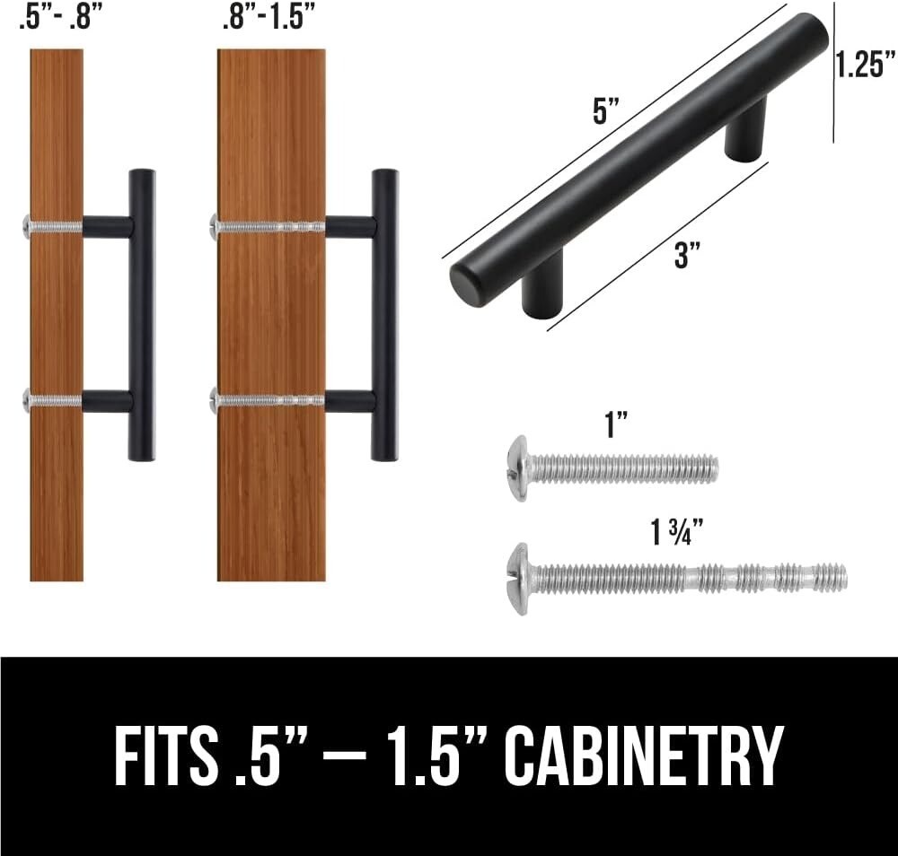 30 Pack 5 Inch Kitchen Cabinet Handles Matte Black Cabinet Pulls Black Drawer..