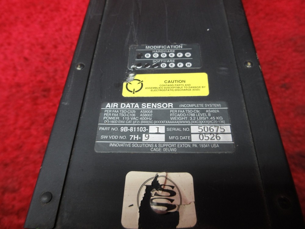 Innovative Solutions & Support Exton. 7H-9 Air Data Sensor 115V PN 9B-81103-1