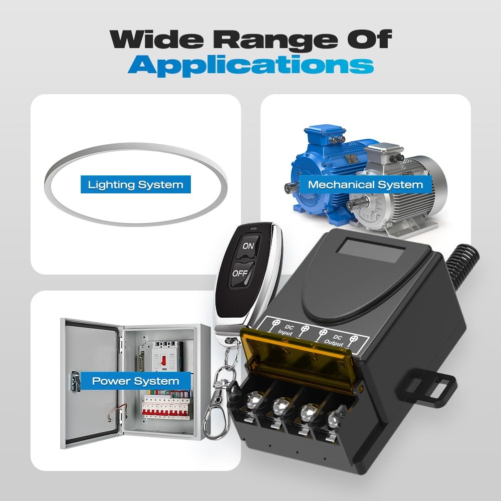 Malictele 12V Wireless Remote Switch 30A Relay RF Control 328ft Long Range