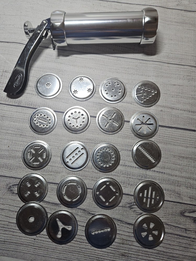 Vintage SHULE Biscuits Cookie Press w/ 20 Discs & Instructions - NO TIPS
