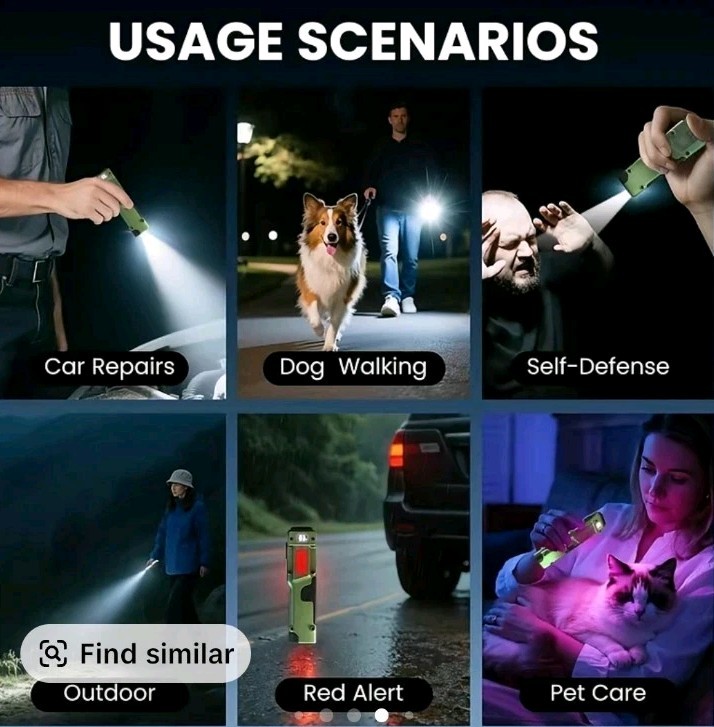 EDC Rechargeable Led Flat Tactical Flashlight Digital Display 8 Modes Waterproof