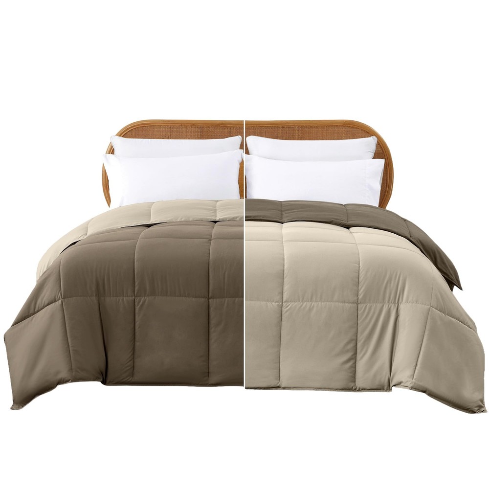 Modern Threads Down Alternative Reversible Comforter Taupe/Champagne King