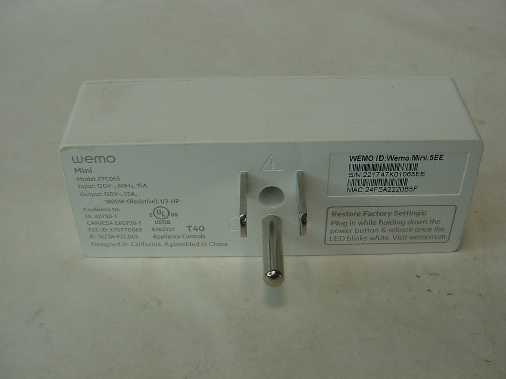 WEMO MINI SMART PLUG F7C063
