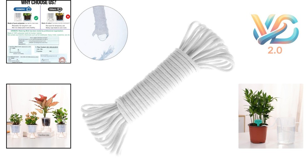 30 Ft Self Watering Wick Cord for Plants Automatic Hydroponic Drip System