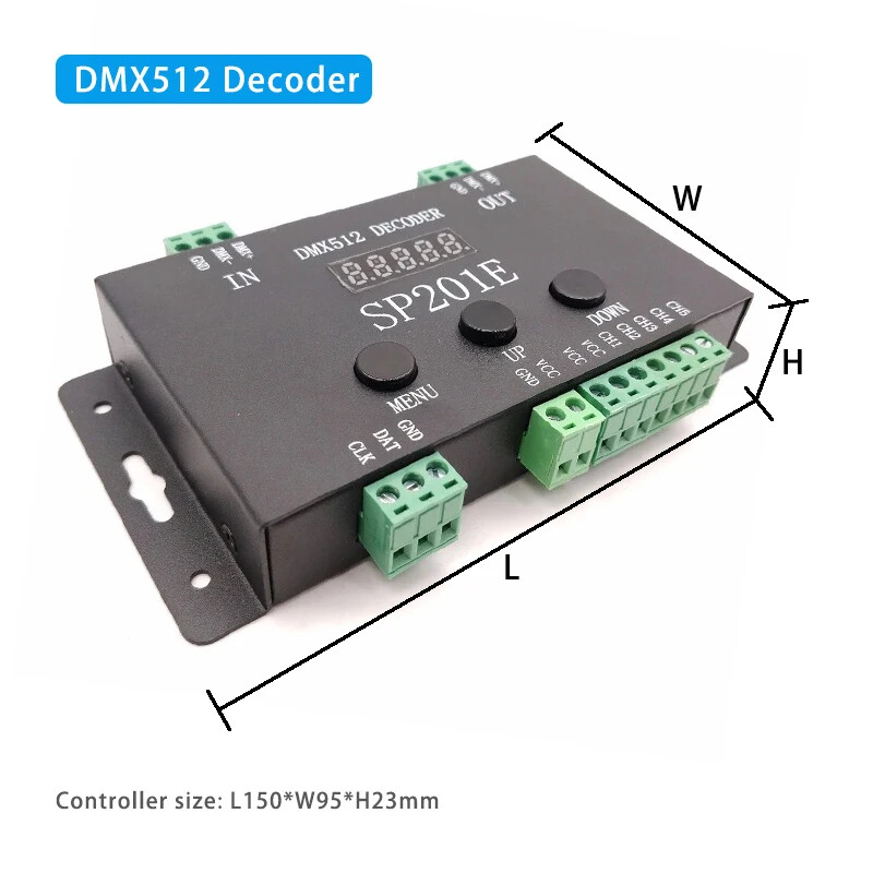 SP201E DMX512 DECODER DC 5-24V Converter Controller SPI Pixel LED 1024 Pixels