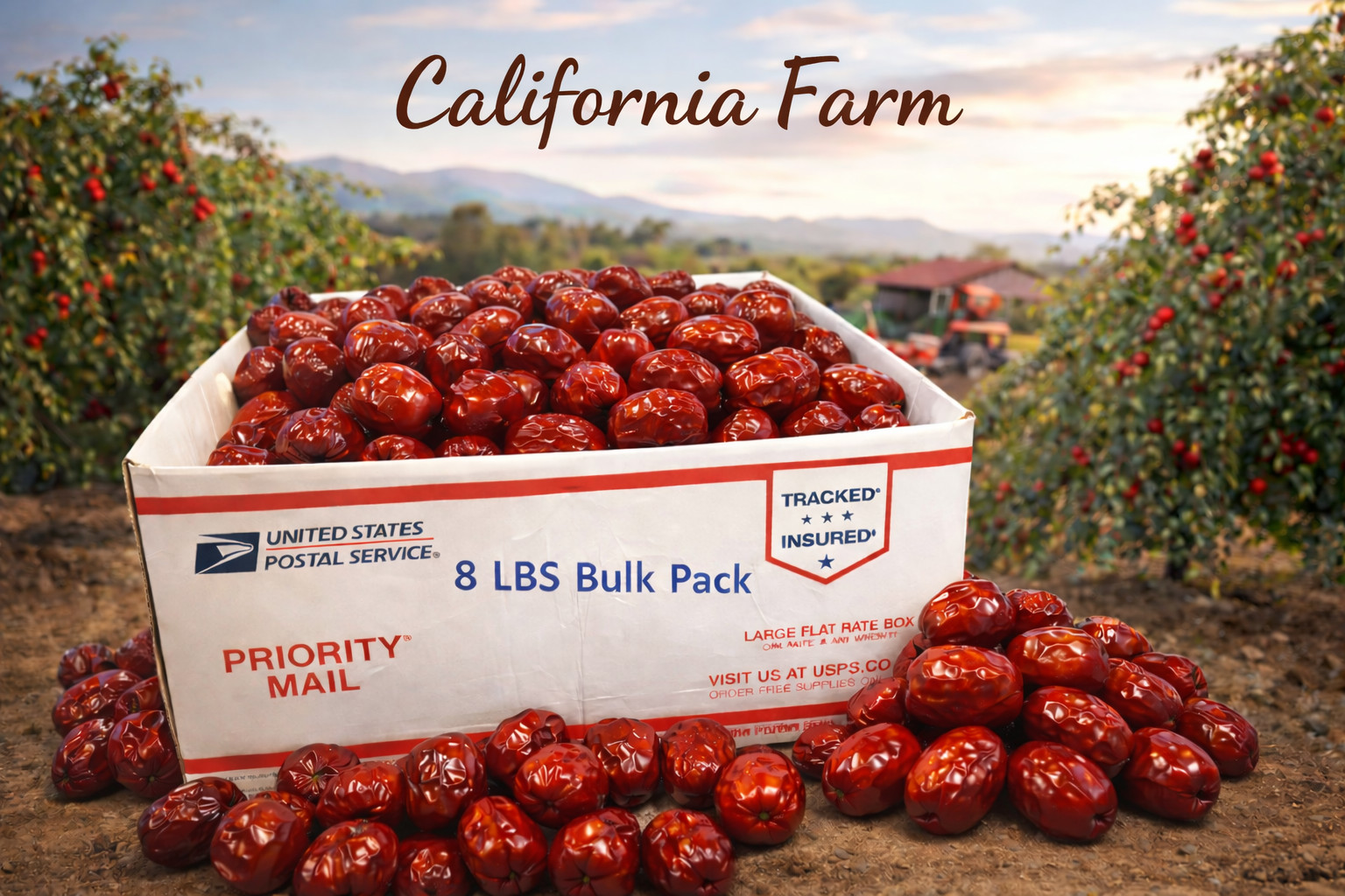 100% ORGANIC Dried Jujube Date California Grown 대추 Hong Zao 紅棗 táo tàu