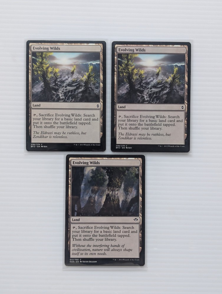 3x -Card Evolving Wilds Bundle: Essential Mana Fixing Land (Multiple Artworks)