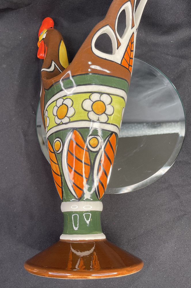 Ceramic Rooster Vase Planter 13”