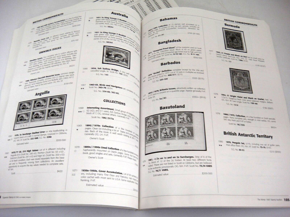 Superior 1997 Stamp Auction Catalog w Prices Realized Rare AEF Booklet Panes