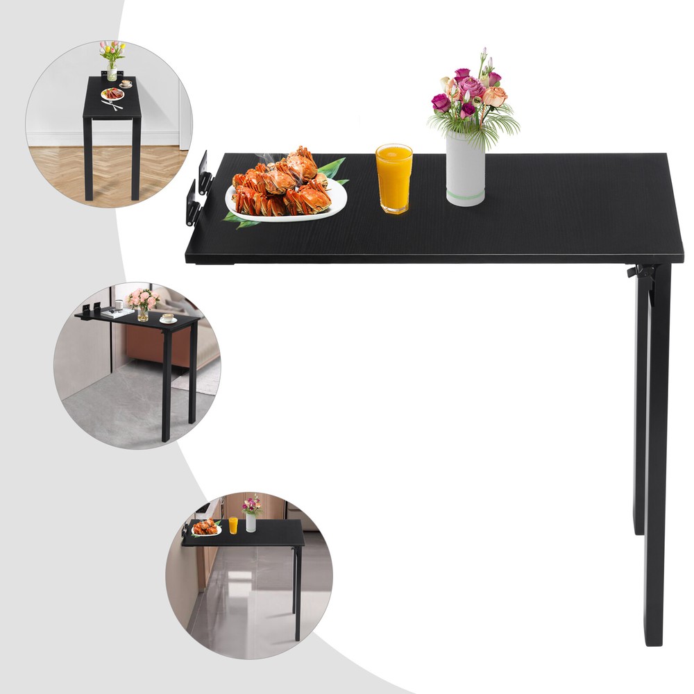 75*40cm Black Folding Dining Table Wall Mounted Folding Table For Home Offices