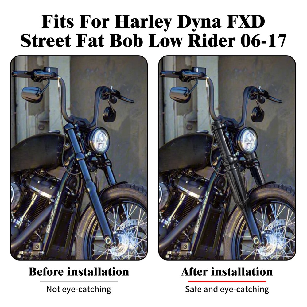 Full Upper Lower Front Fork Covers Tubes Caps For Harley Dyna Fat Bob FXDF 06-17