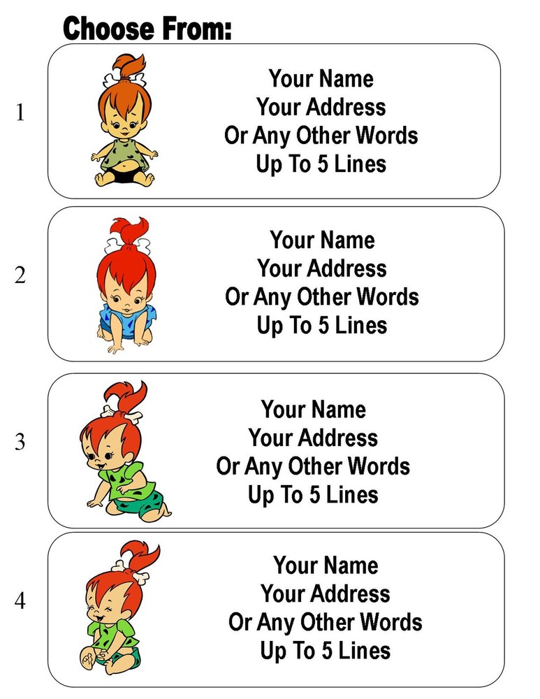 30 Pebbles Flintstone Personalized Address Labels