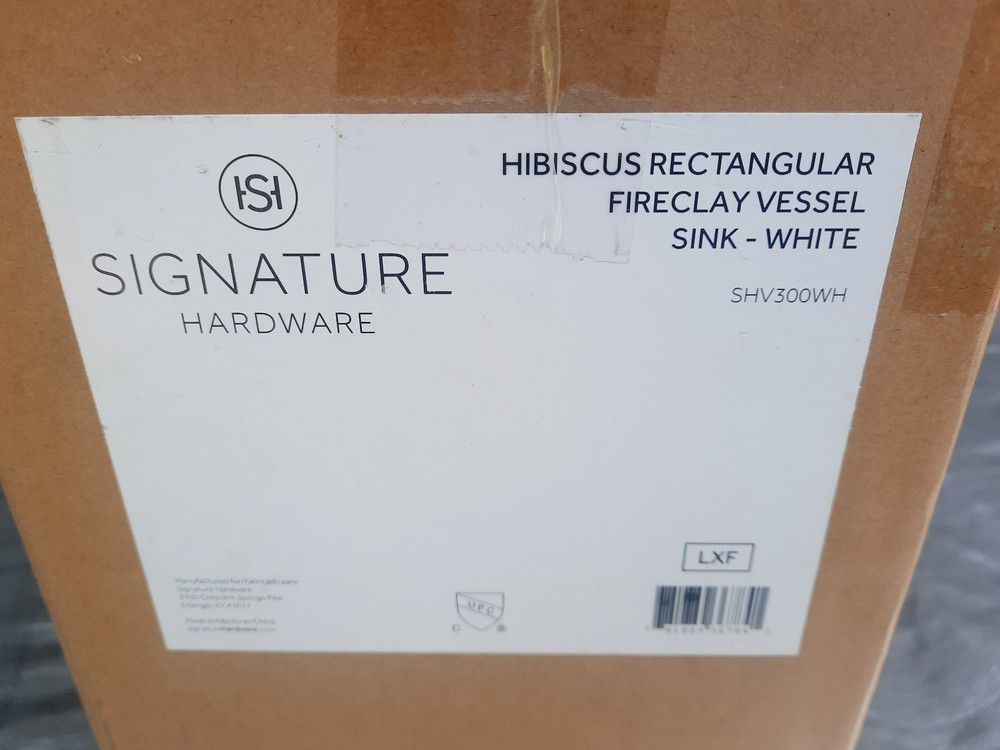 Signature Hardware SHV300WH Hibiscus 20" Rectangular Fireclay Sink-White