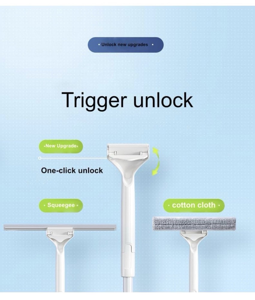 9.8 Inch Extended Squeegee Window Cleaner, 43-56 Inch Adjustable, Replaceable Mi