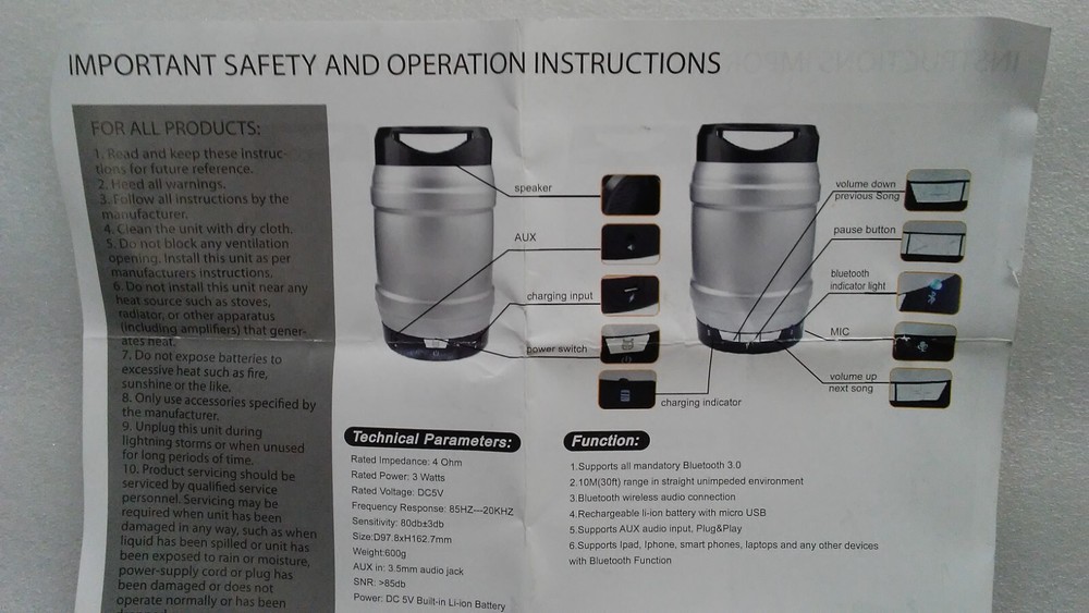 KEGBOMB Cheers Bluetooth Portable Wireless Speaker