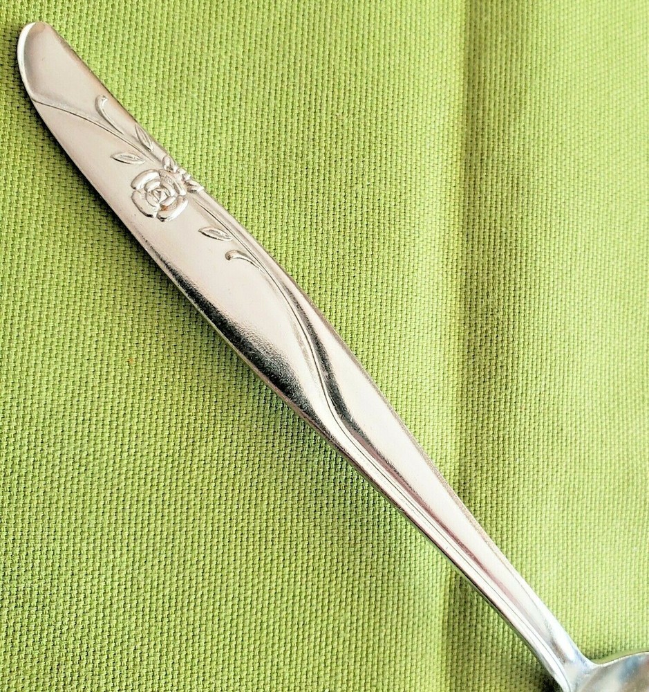 Soup Spoon Unknown Pattern Duralon Stainless Japan Rose Handle 7 1/2"