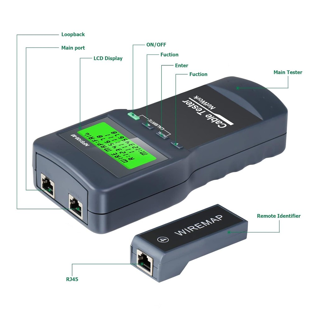 Network Cable Tester RJ45 LAN Phone Length Cable Tester Meter