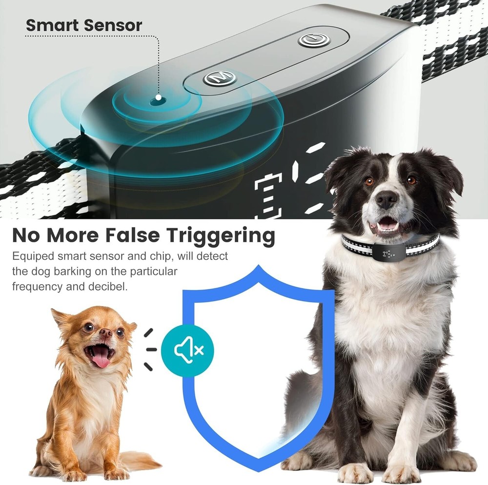 Comfortable Dog Bark Collar with Beep, Vibration & Optional Shock – All Sizes