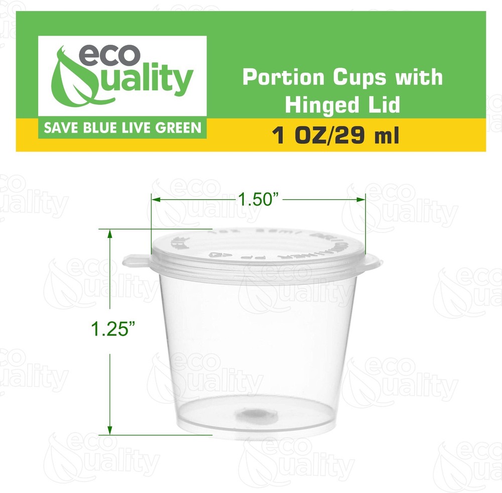 1oz Portion Cup Leak Proof Plastic Condiment Soufflé Container with Hinged Lid