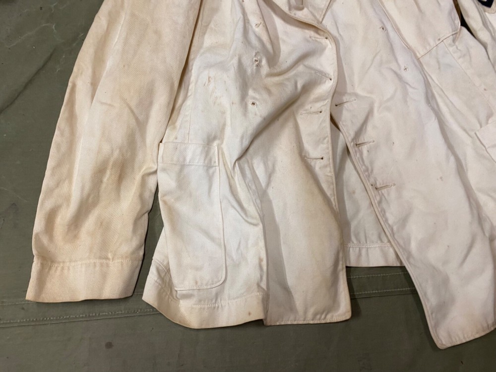 ORIGINAL WWII US NAVY CHIEF PETTY OFFICER CPO DRESS "WHITES" JACKET-MEDIUM 4OR