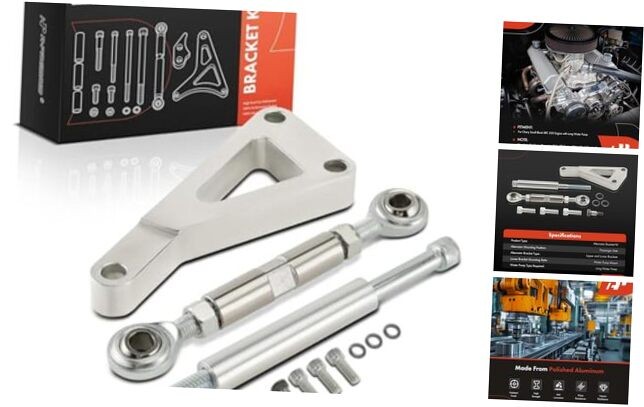 Alternator Adjustable Bracket Kit Compatible with Chevy SBC 350 Small Block