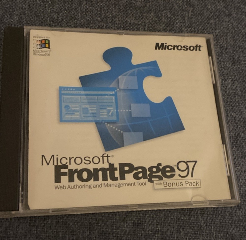Microsoft FrontPage 97 website building  Windows vintage software w/Key