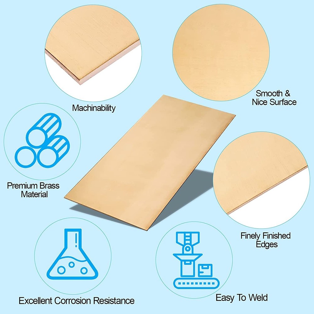 Brass Sheet, Metal Sheets Plates, 12" Length x 6" Width x 0.032" Thick