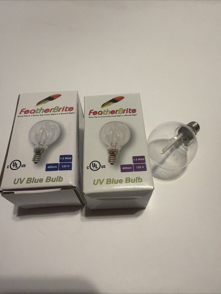 Feather Brite Bird Light Bulb UV Blue Lightbulb- 2 Pack New