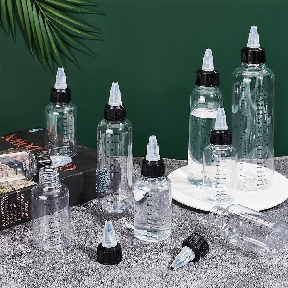 15 Pack 50ml Transparent Dispensing Bottles with Twist Cap - Versatile & Durable