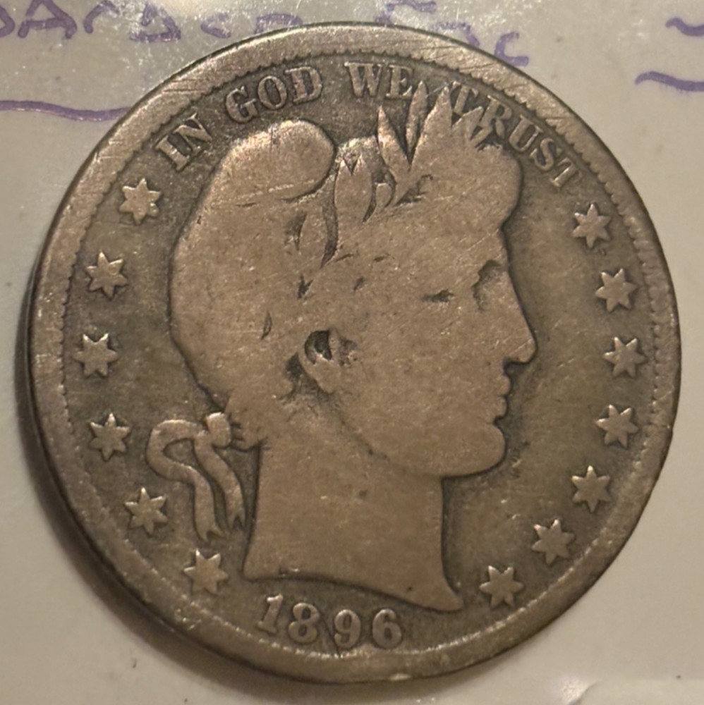 1896-s Barber Half Dollar , better date , VG