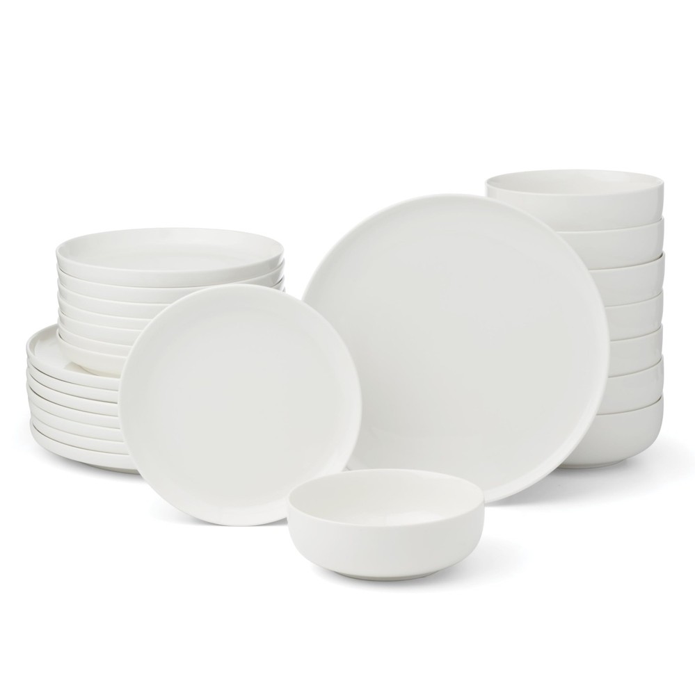 Oneida 24 Seven White Porcelain Piece Dinnerware Set Service