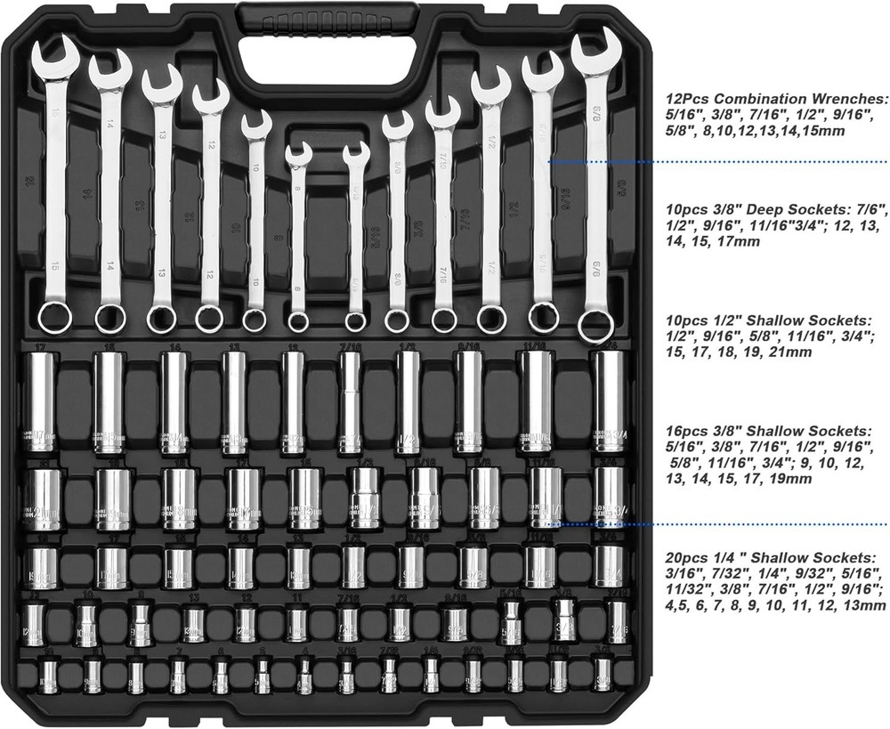 Prostormer 240-Piece Mechanics Tool Set, General Assorted