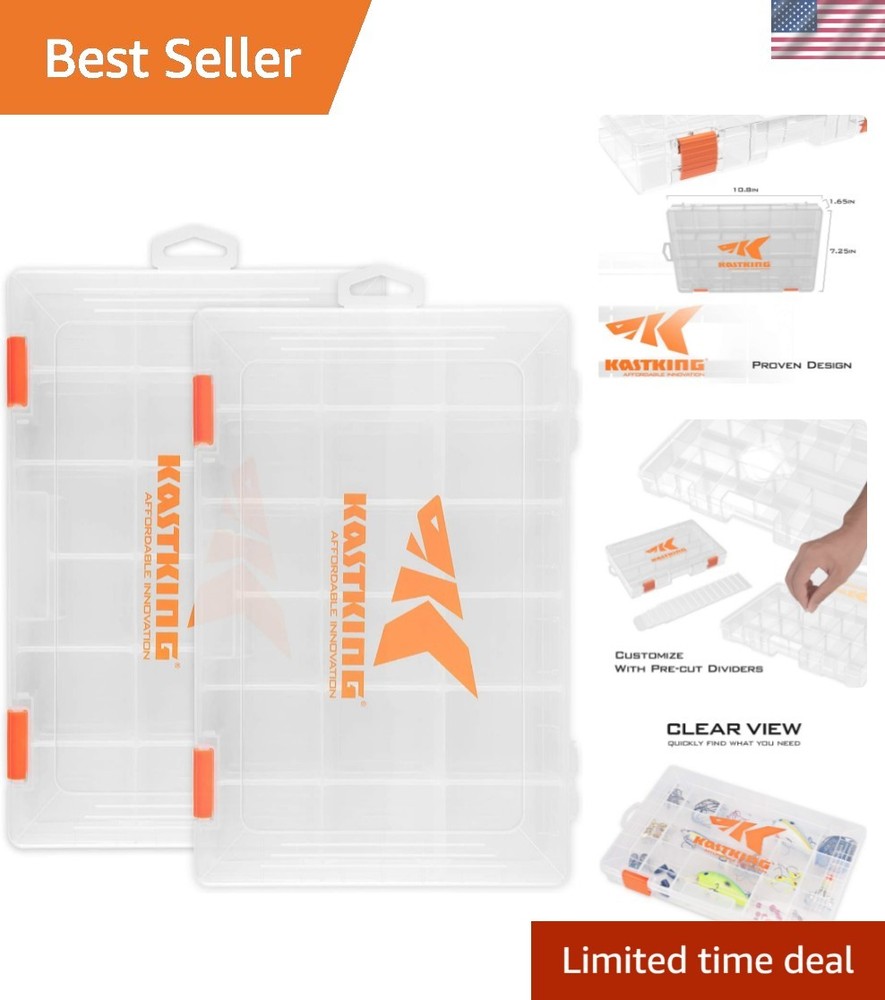 Versatile 2-Pack Waterproof Tackle Boxes with 18 Adjustable Compartments