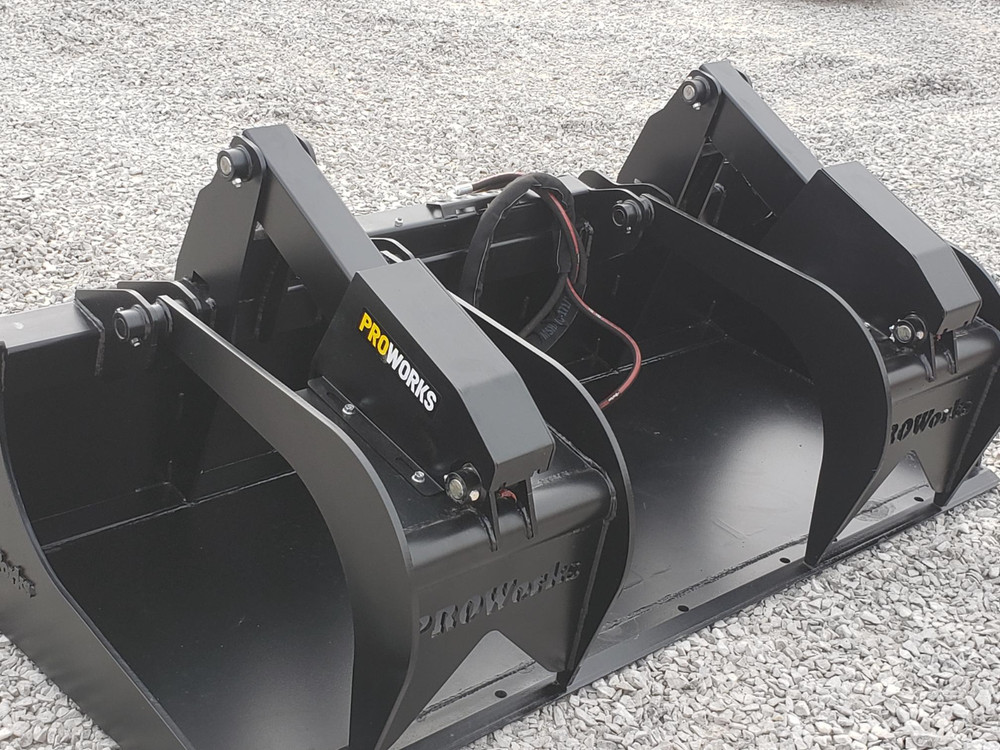 80″ Severe Duty Solid Bottom Bucket Grapple Fits Skid Steer Quick Attach Loader