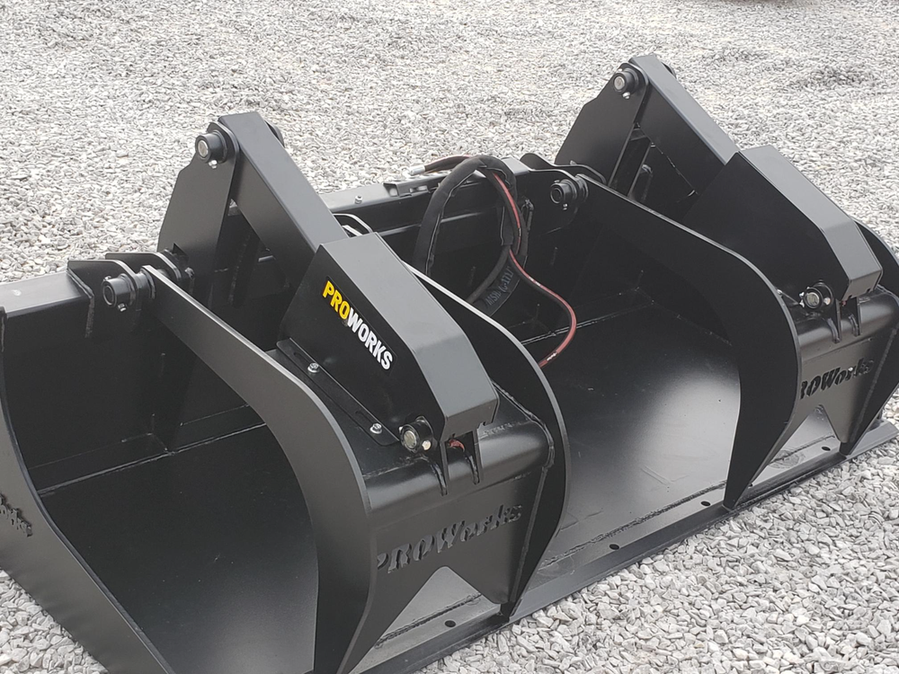 80″ Severe Duty Solid Bottom Bucket Grapple Fits Skid Steer Quick Attach Loader