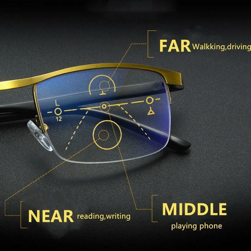 Anti blue transition reading glasses multifocal progressive Auto Focus