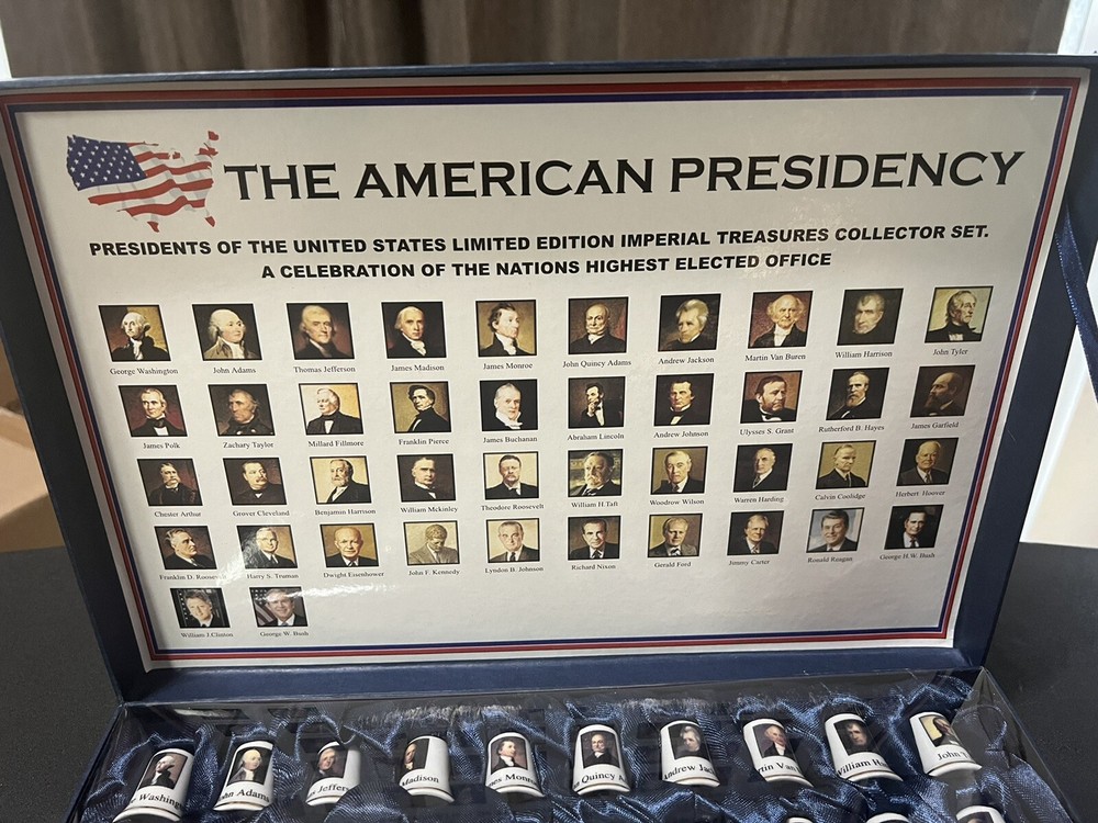 vintage american presidency thimble set in box