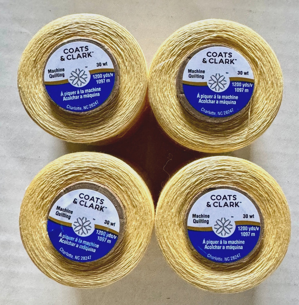 Lots 4 Coats Cotton Machine Quilting Solid Thread 1200yd-ea. Yellow 100% Cotton
