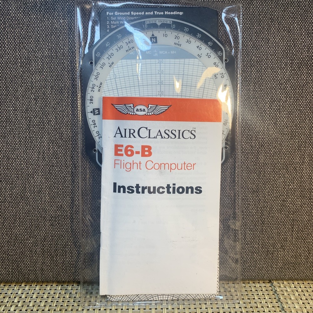 ASA Air Classics L E6-B Flight Computer Instructions & Clear Plastic Sleeve
