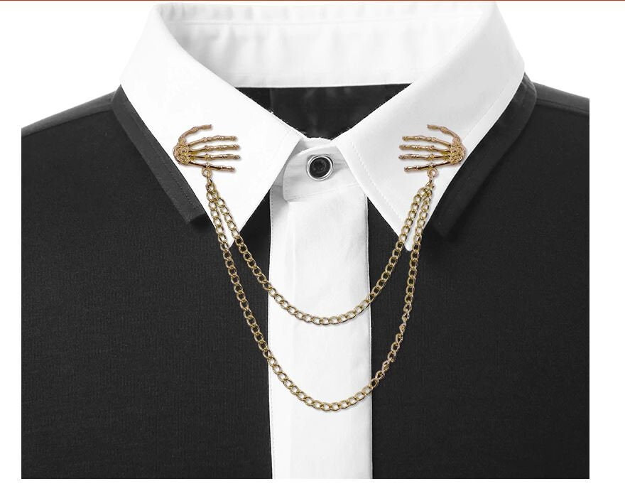 Skeleton Hands Multiple Layers Chain Lapel Pin,Brooch Pin