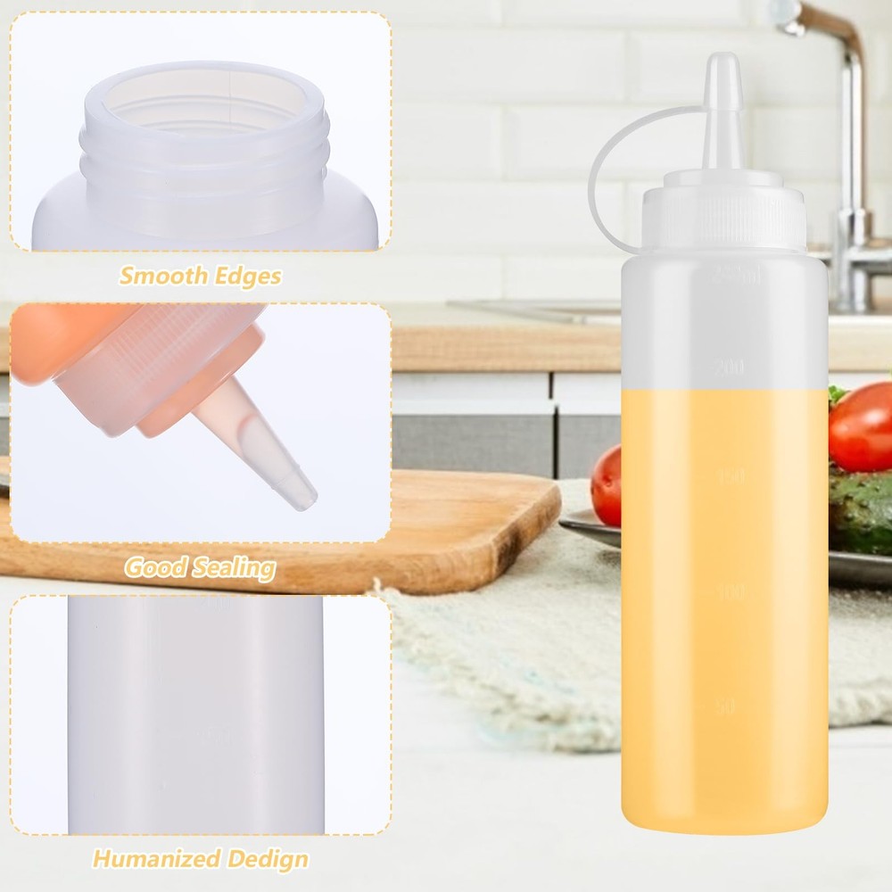 24 Pcs Plastic Condiment Squeeze Bottles Squeeze Leak Proof Multipurpose Squi...