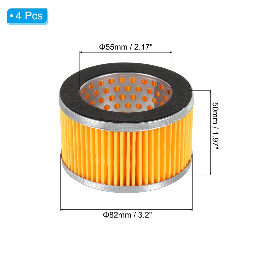 4Pcs 3.2x2 Inch Air Compressor Intake Paper Filter Elements Replacement Yellow