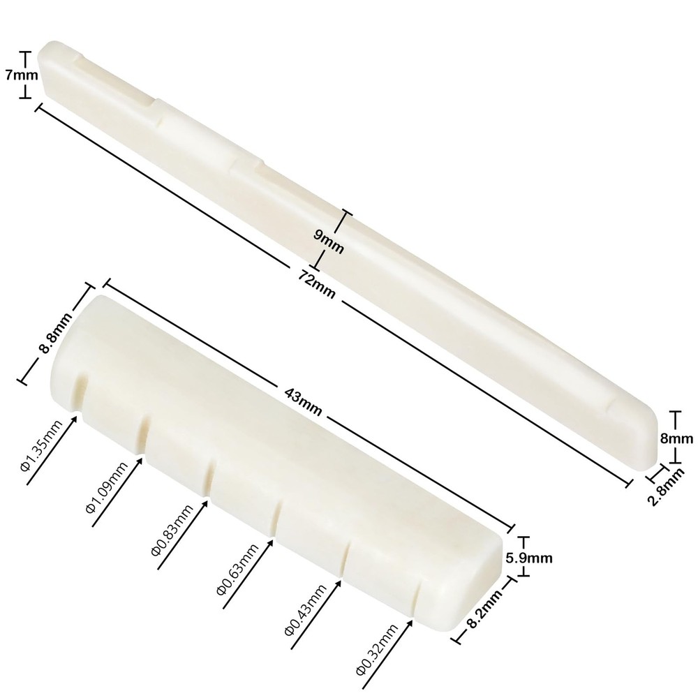 Blisstime 6 String Acoustic Guitar Bone Bridge Saddle