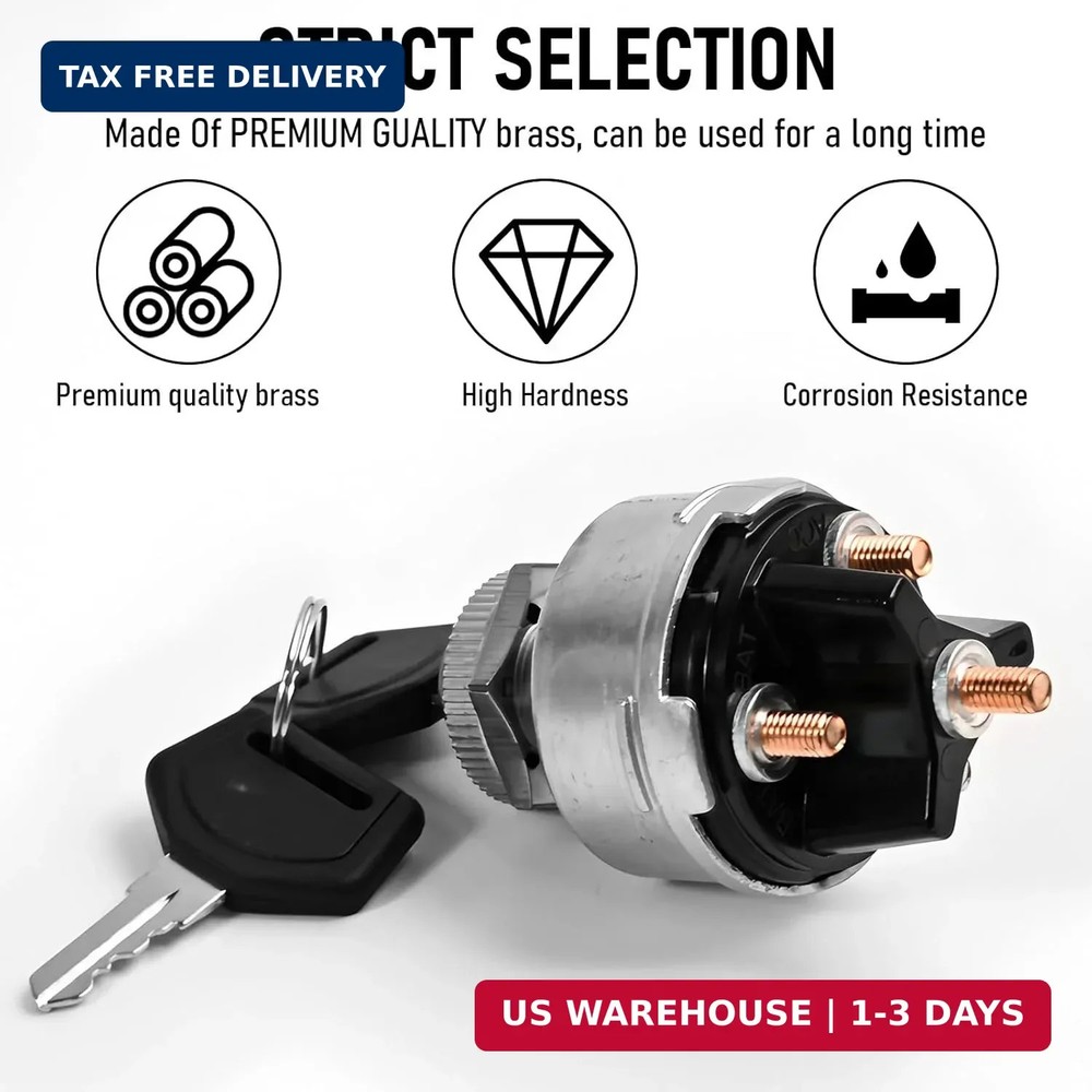 1 Set Wires Ignition Switch， with Key 4 Position Universal Ignition Key Switch,