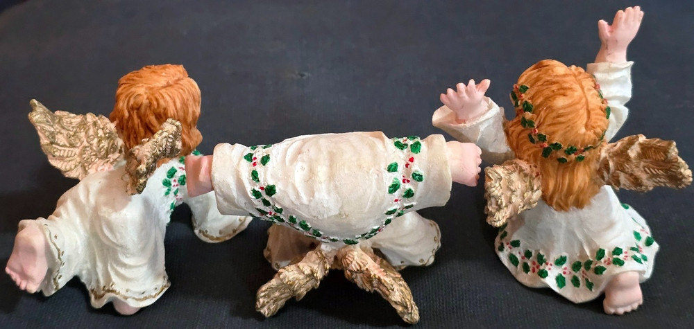 Older 3pc Lot Set Sister Angels Resin Figures